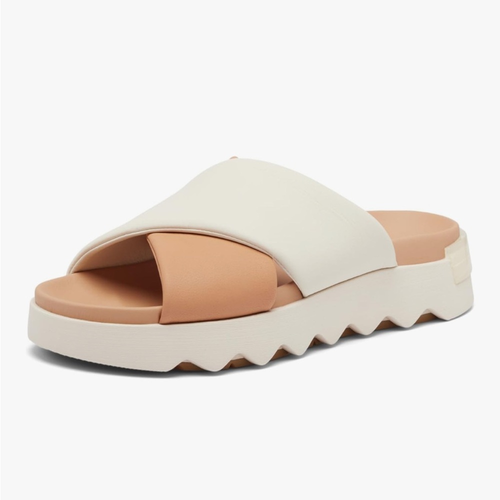 Sorel Viibe Cream and Tan Slide Sandals